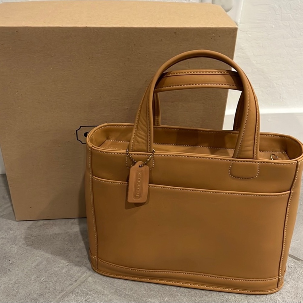 New Vintage Coach Bleeker Tote Satchel Top Handle Tan Leather 9303